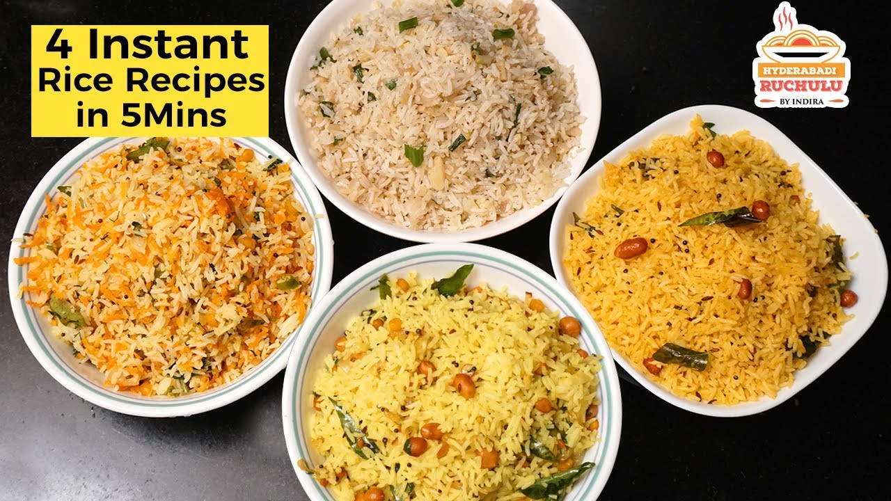 4 Easy Rice Recipes in 5 Minutes | Quick & Easy Rice Recipes | Home Made Rice Recipes | Hyderabadi Ruchulu