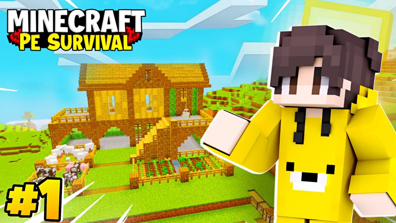 Minecraft PE Survival Series Ep 1 🔥| Made OP Survival Base & Armour ...