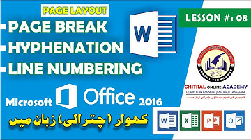 | Lesson # 08 |Page Break,Hyphenation| Microsoft Word 2016 in Chitrali/Khowar (کھوار/چترالی)Language