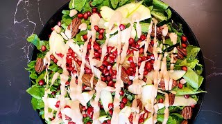 سلطة التفاح الأخضر مع الرمان- Apple Pecan Arugula Salad