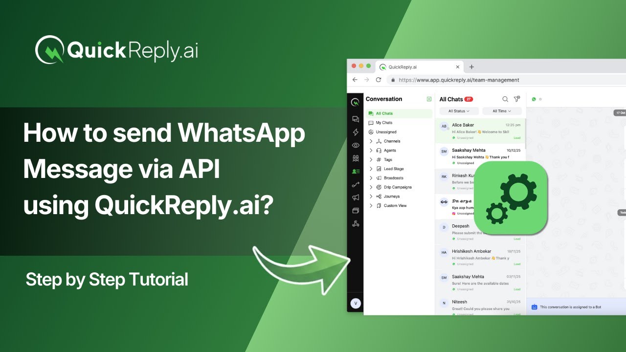 How to send WhatsApp Message via API using QuickReply.ai? - YouTube
