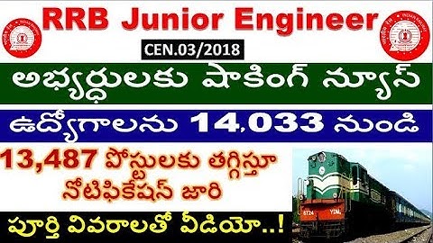 RRB JE notifications decreased from 14,033 to 13,487 For all Aspirants  by SRINIVASMech