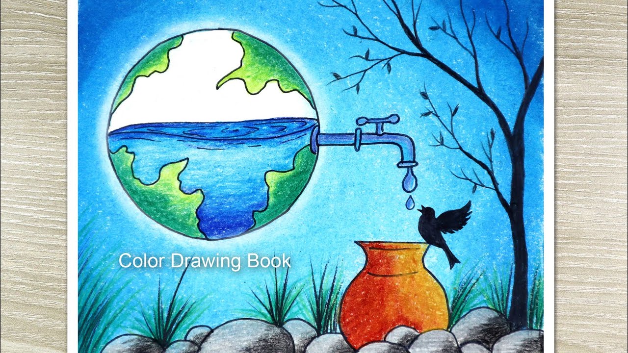 Save Water Pencil Sketch - Desi Painters