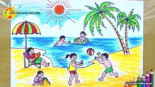 Vẽ Tranh Đi Tắm Biển Mùa Hè/How To Draw Summer Beach - Youtube