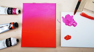 How To Blend Pink and Orange Paint Acrylic Paints on Canvas Fast and Easy!