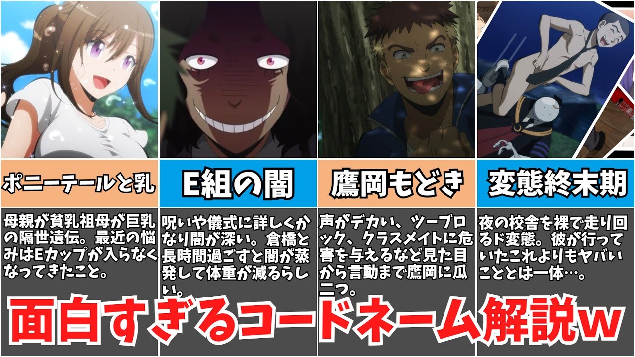 【暗殺教室】作中屈指の神回。E組メンバーのコードネームまとめ！【ゆっくり解説】