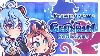 DRAWING GENSHIN REDESIGNS! ❄️Ganyu & Diona ❄️
