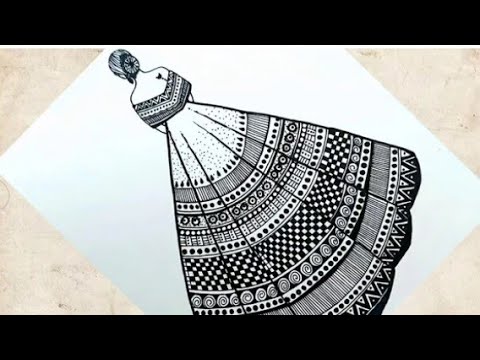 sketch of a girl dress of long frock - YouTube