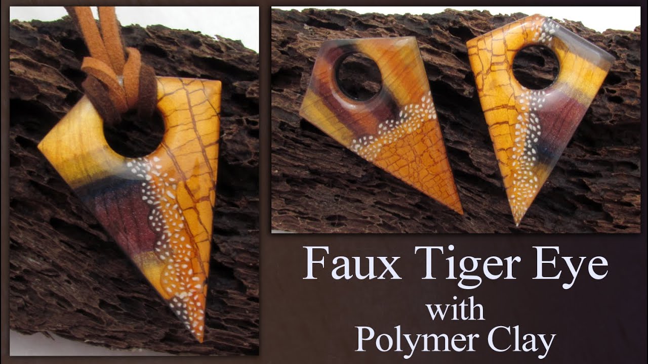 Faux Tiger Eye with Polymer Clay ~ Bonus Heatgun Crackle Technique