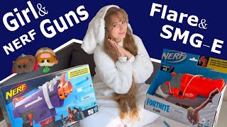 Девочки и пушки (Girl & Guns) или распаковка и миниобзор Fortnite Nerf Flare и Fortnite Nerf SMG-E