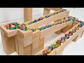 Marble Run Race ☆ 小さな大工さんの木製マーブルコース♪かくれーる&Qターン&なみなみレーン♪