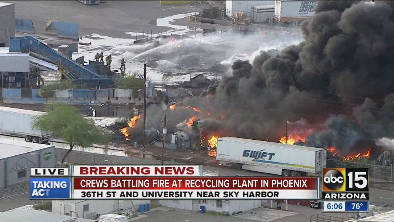 Recycling plant on fire in Phoenix YouTube
