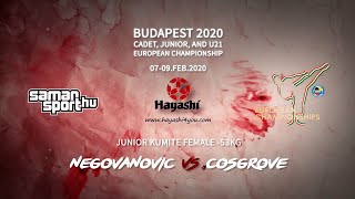 Karate WKF 2020 Budapest - Negovanovic Brankica vs Cosgrove N. Lilly-Junior Kumite Female-53kg Final