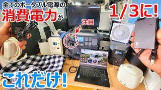 ACをやめてDCで使用したらポータブル電源の電力消費量が1/3になる!?電池が全然減らないポータブル電源の正しい使い方を徹底解説!!!