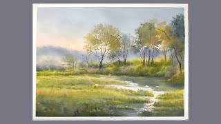 Painting a nice landscape with watercolor