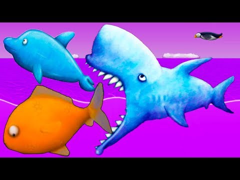 МАЛЕНЬКАЯ РЫБКА Tasty Blue #17 Акула зубастик против золотой рыбки и дельфина в игре с Кидом