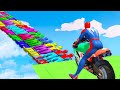 SPIDERMAN and Motorcycles with Rainbow Spider Bridge Superheroes Challenge - GTA 5