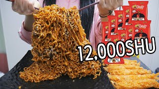 NEW SPICY FIRE NOODLESx10!! + Deep Fried Shrimp Mukbang