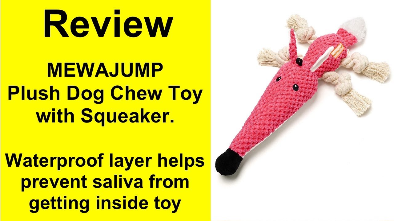 Review Mewajump Dog Toy with squeaker and crinkle in ears. Polyester