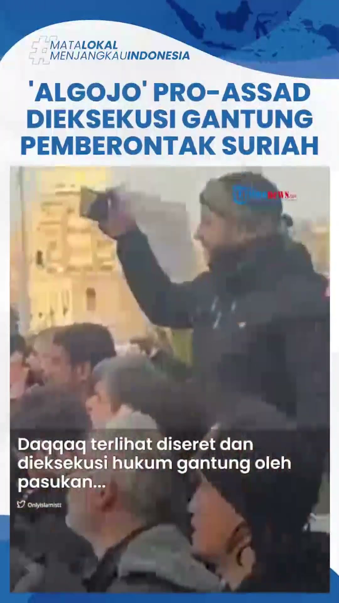 Viral Video Tentara Pro-Assad Talal Daqqaq Diduga Dieksekusi Hukum Gantung oleh Pemberontak Suriah