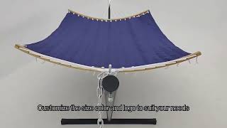 Quilted Fabric Double Hammock with Detachable Curved Bamboo Spreader Bar