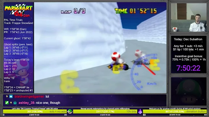 MK64 - new best lap 3 split on FS - 39"28 (1-shroomer)