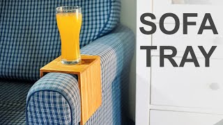 📌 DIY Sofa Tray Of Oak  Drink Holder + Free SketchUp Plan