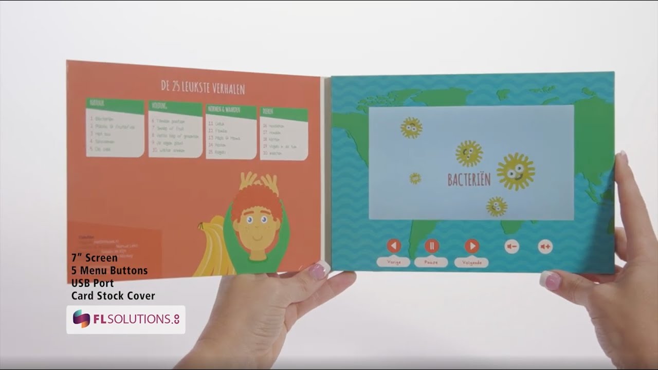 Video Brochure Marketing: 7" Screen, 5 Menu Buttons, Soft Cover - Product Example: Het Filmboek
