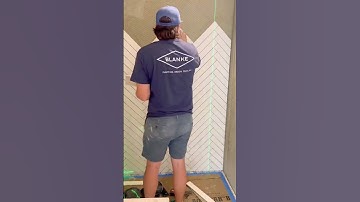 Herringbone tile install. #tiling #diy #tile #howto #craftsman #construction