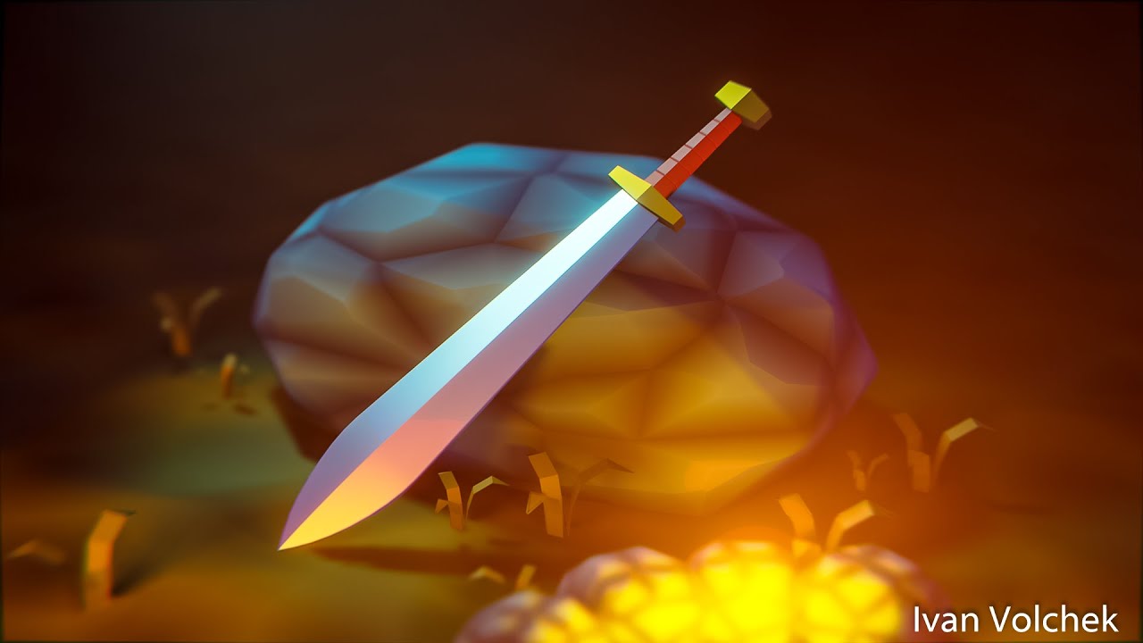 I made a low poly sword in Blender from the video tutorial. - YouTube