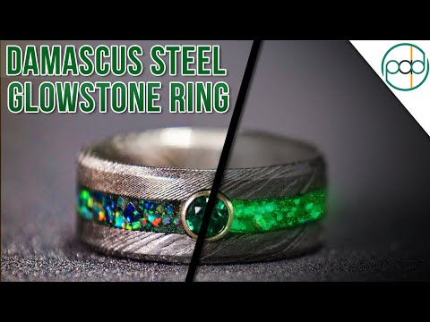 Damascus Steel Ring with Hardwood Inlay Custom Made Men's Wedding Band –  Stonebrook Jewelry