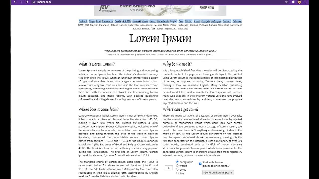 Generating filler text lorem ipsum youtube