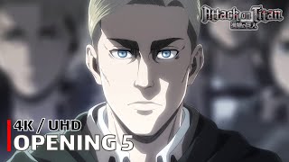 Attack On Titan - Opening 5 【Shoukei To Shikabane No Michi】 4K / Uhd Creditless | Cc