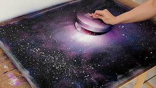 How to paint a planet and space with acrylic spray paint - Måla en planet och rymd med akrykspray