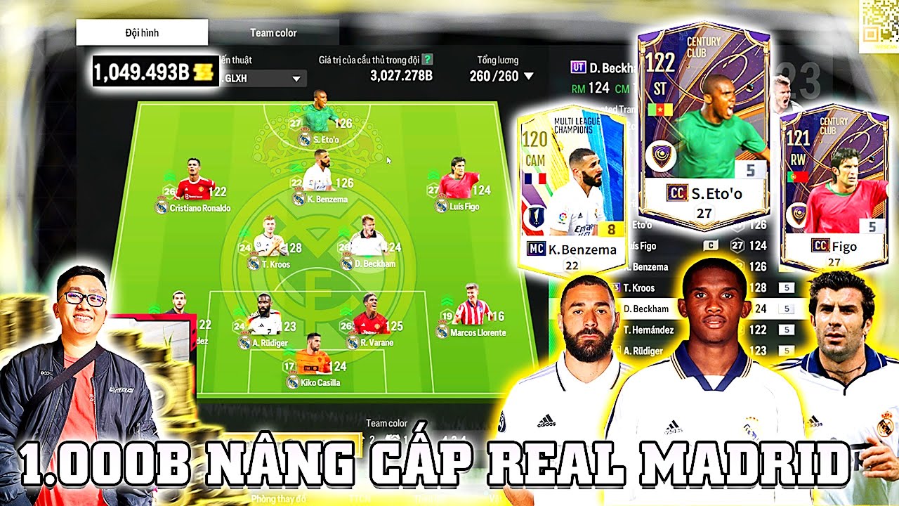 ăn trộm đánh số mấy I Love Cầm 1000 Tỷ Nâng Cấp Đội Hình REAL MADRID Cực Mạnh FC ONLINE Với CR7, BENZEMA, ETOO & FIGO