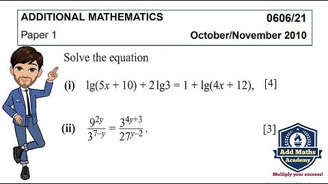 Solving Logarithmic and Exponential Equations (0606/21/O/N/10) Q8 #IGCSEAdditionalMathematics