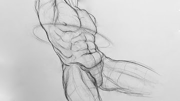 How to draw man figure - torso drawing | time-lapse