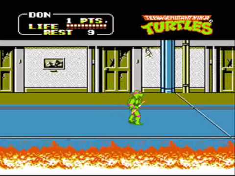 Teenage Mutant Ninja Turtles II - The Arcade Game for NES Video Walkthrough Part 1