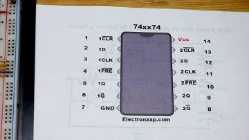 Simple set reset flip flop circuit made using a 7474 74HC74 integrated circuit IC