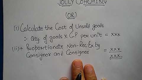 #3 Consignment Accounting- Calculation Of Closing Stock Under Different cases in Hindi by JOLLY