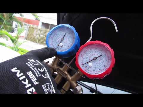 RECARGA REFRIGERANTE EN AIRE ACONDICIONADO AUTOMOTRIZ CON MANOMETRO ESTANDAR ( METODO RAPIDO II )