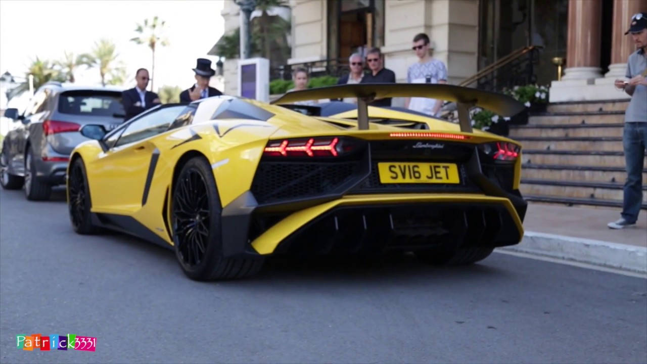 yellow Lamborghini Aventador SV Roadster in Monaco ...
