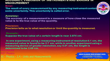 SVSSS (11 CBSE) XI - Physics - 2.4 - Units and Measurements