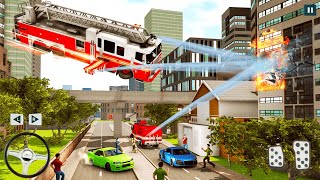 Flying Fire Truck Emergency Simulator - Real City Rescue Fire Lorry - Android Gameplay screenshot 2