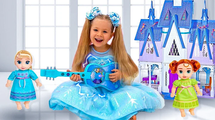 Diana Plays with Disney Frozen Toy Guitar and other Frozen toys