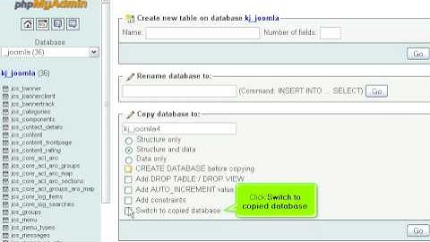 Joomla Setup - Restore - phpMyAdmin