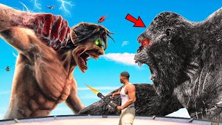 Giant Titans vs KING KONG Fight AND Destroys Los Santos In GTA 5 | EPIC BATTLE