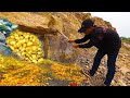 Gold miner  gem hunter was hidden under stone digging for gold blue gem it was found by a man