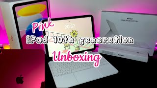 iPad 10th generation(pink) unboxing + accessories(keyboard + pencil)