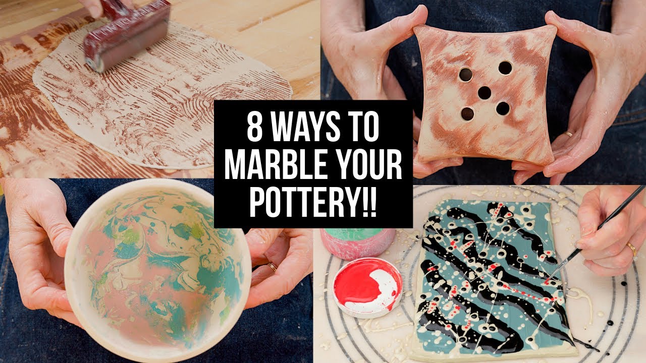 8 Ways to Marble Clay - SAY GOODBYE TO BORING POTTERY! - YouTube